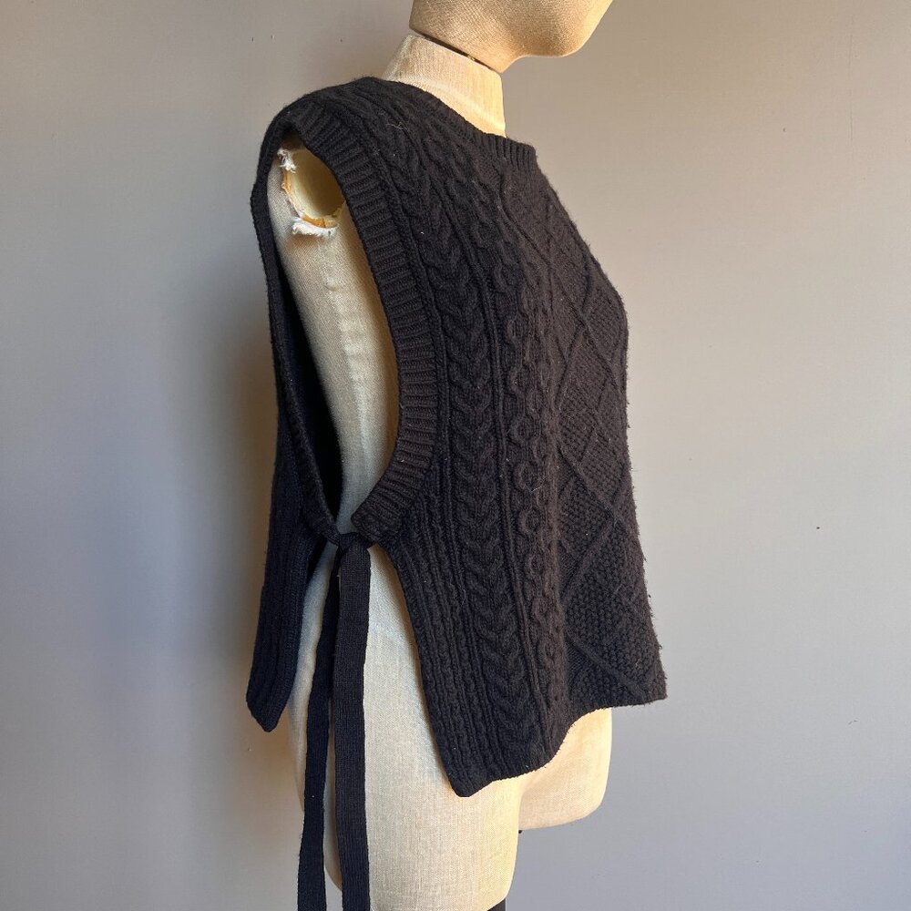 Beams Boy Black Alan Tie Sweater Vest One Size